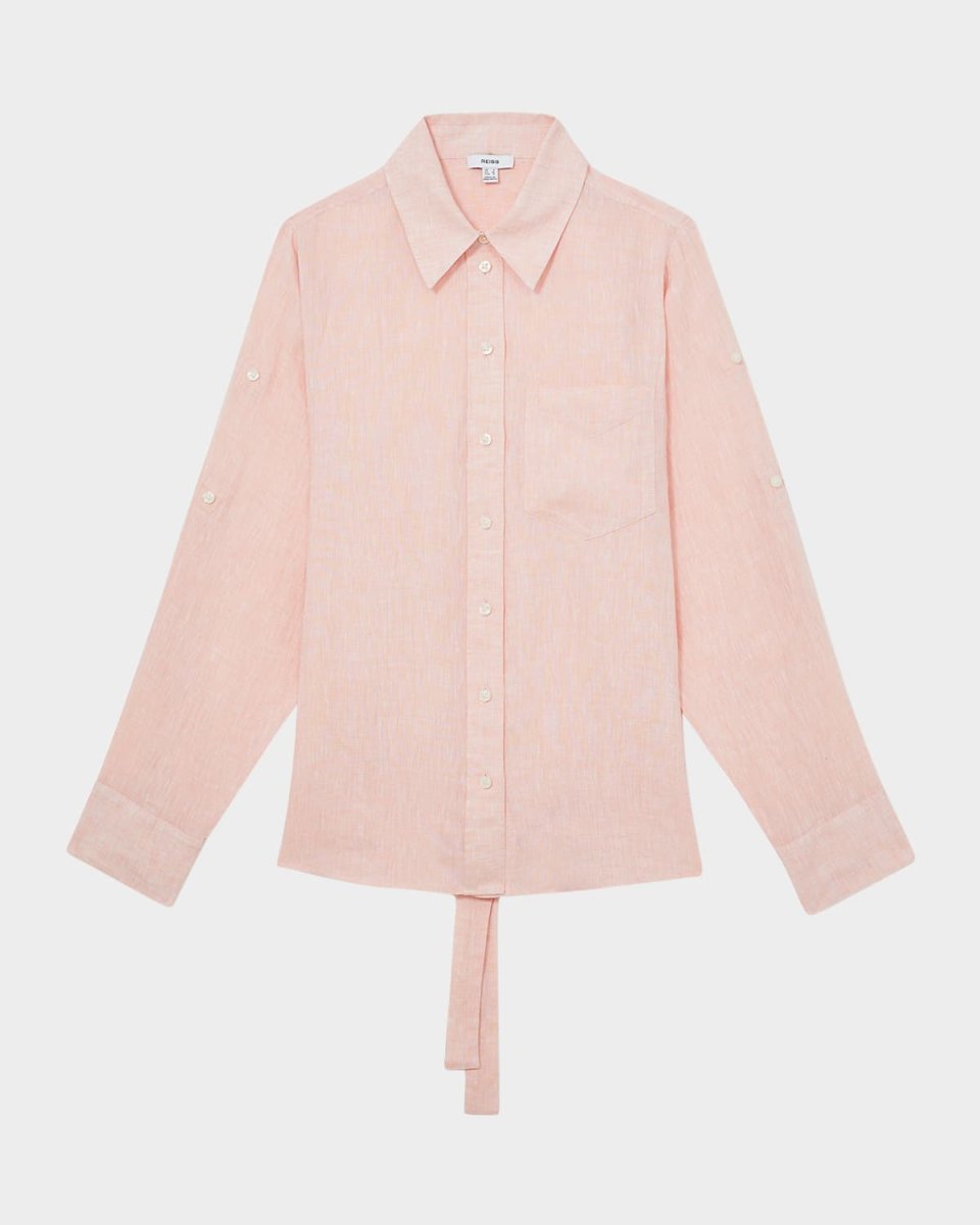 Leora Self-Tie Linen Blouse